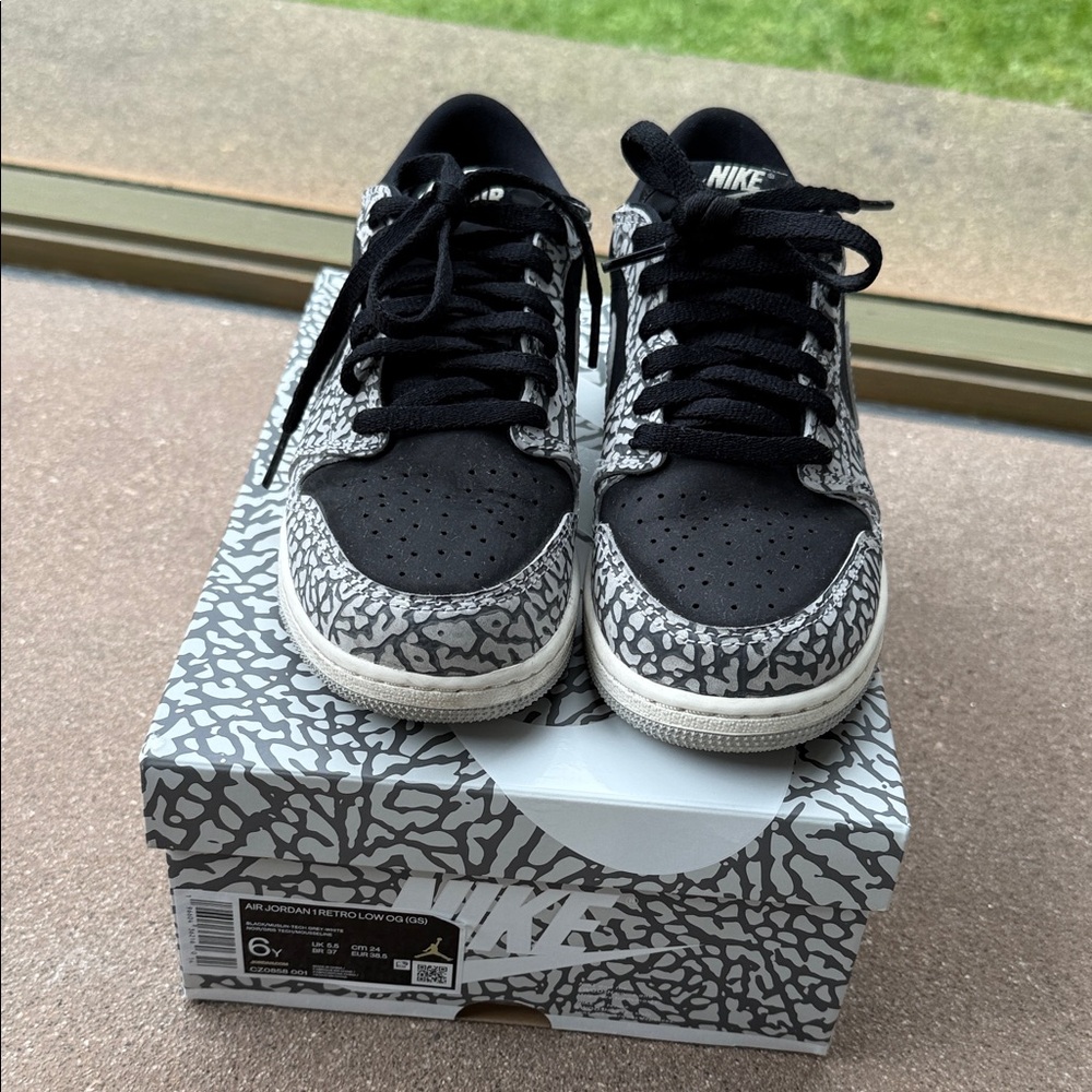 Nike Air Jordan Black and Muslin  Patterned Sneakers